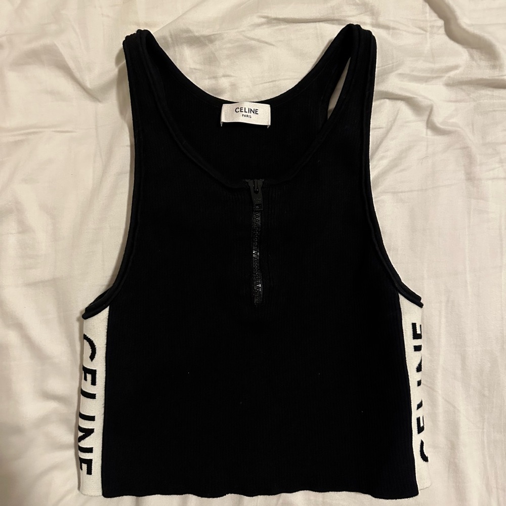 SOLD | CELINE ZIPPED TANK TOP IN ATHLETIC KNIT
BLACK / CREAM